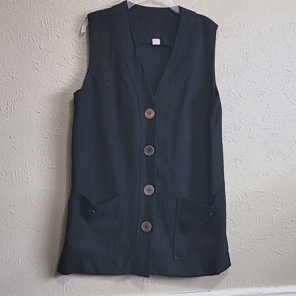 Vintage Vest‎ in black color Casual Everyday Lightweight Office